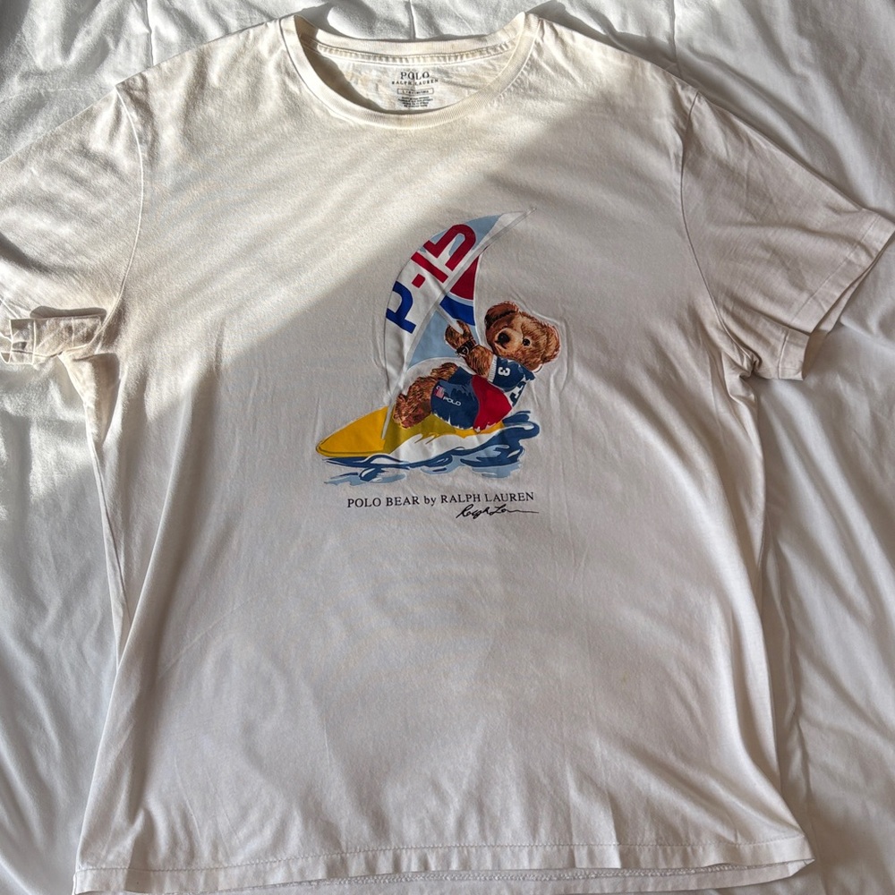 Ralph Lauren White Polo Bear Sailboat Tee